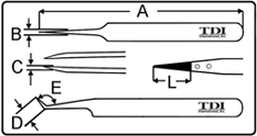 Curved Tweezers Diagram of Dimensions