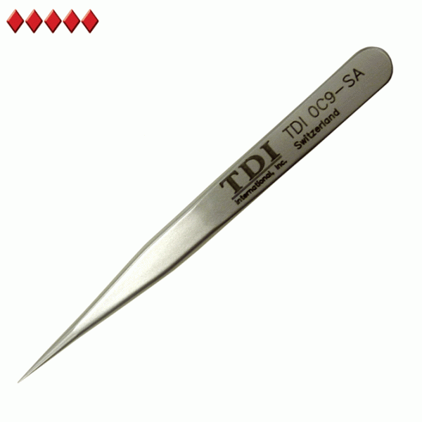 short tweezers with flat edges and fine tips