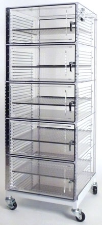 Desiccator Cabinet, Clear Acrylic, 3 Door Dry Box, 12W, 12D, 36H