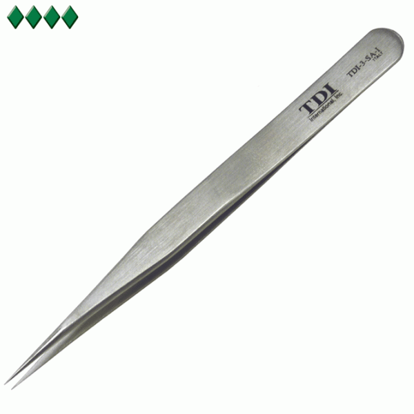 precision tweezers with very sharp and pointed tips