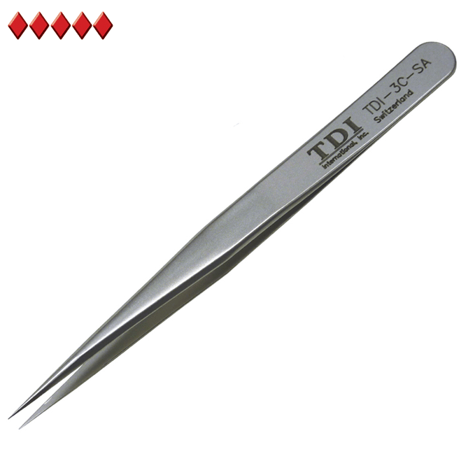 Straight Very Fine Ergo-Tweeze 3C-SA-ET Tweezer Stainless Steel/Anti-Magnetic with Ergo Grips 4.75 Overall Length 