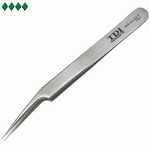 precision tweezers with very fine, offset tips