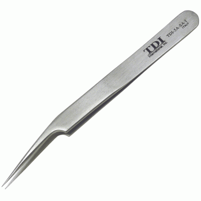 precision tweezers with very fine, offset tips Precision tweezers with very fine, offset tips
