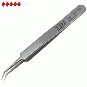 5B style swiss tweezers with very fine bent tips