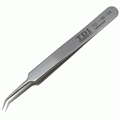 5B style swiss tweezers with very fine bent tips 5B style swiss tweezers with very fine bent tips