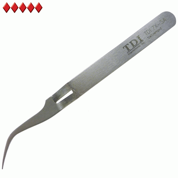 7X-SA reverse action tweezers with curved tips