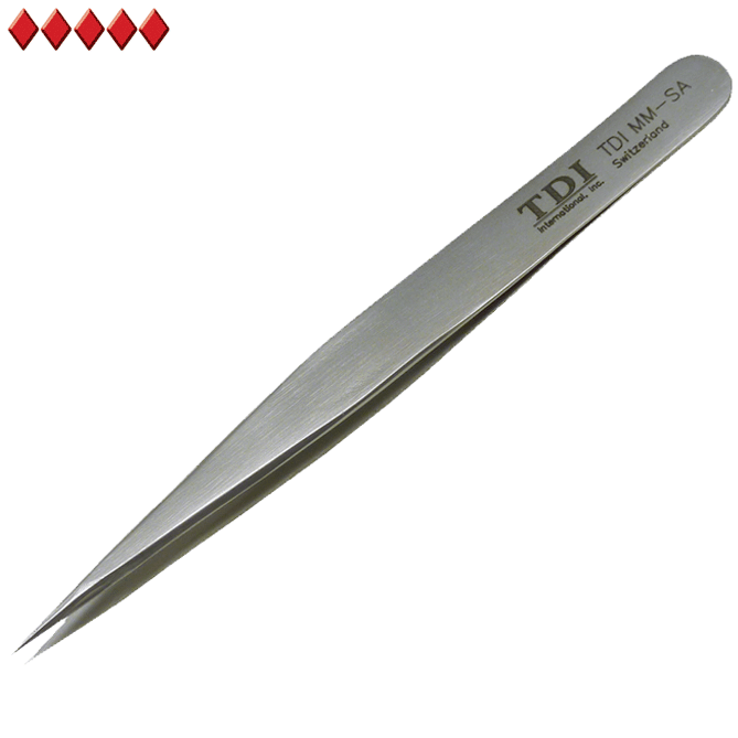 33A.SA.1, Ideal Tek Tweezers High Precision Stainless Steel Flat Round  115mm