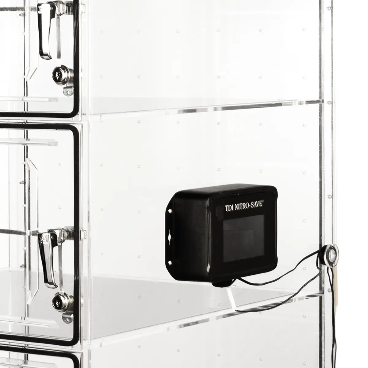 TDI Nitro Save installed on clear acrylic Desiccator